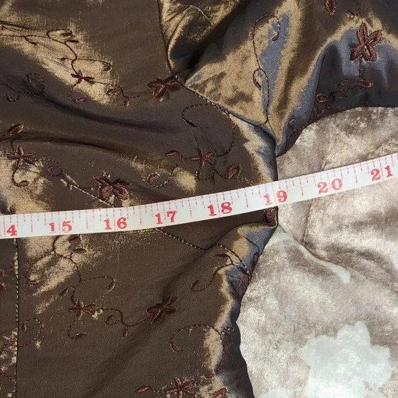 Asian Bronze Satin Women's Oriental Lined Jacket Imperial Inspired Size Medium - Picture 11 of 15